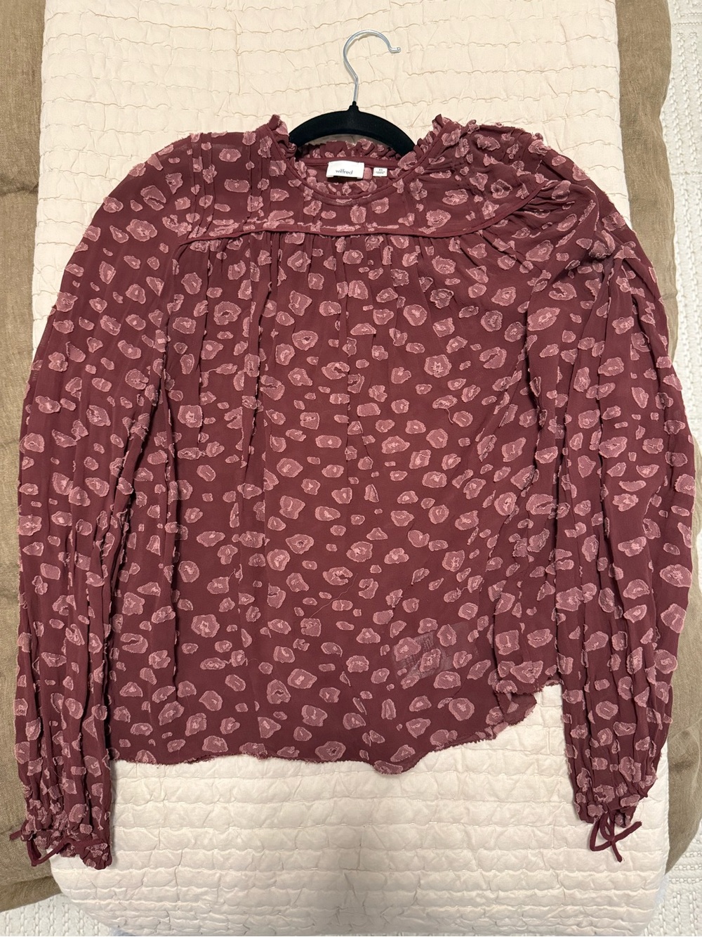 Floral Ruffle Blouse - Burgundy